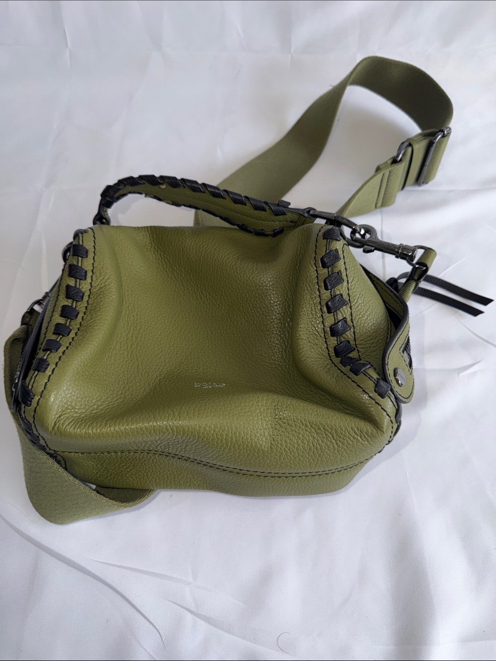 Botkier Olive Green Leather Crossbody with Black Trim & Strap